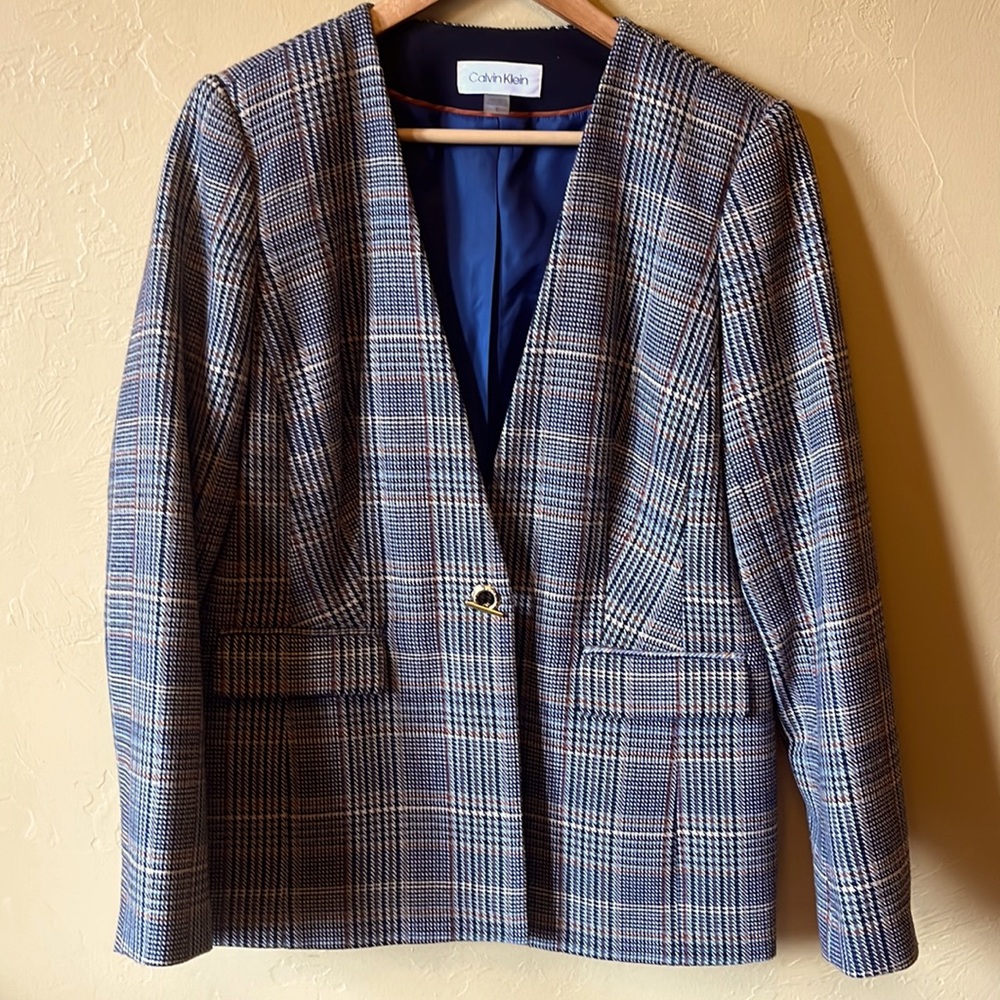 Calvin Klein plaid blazer